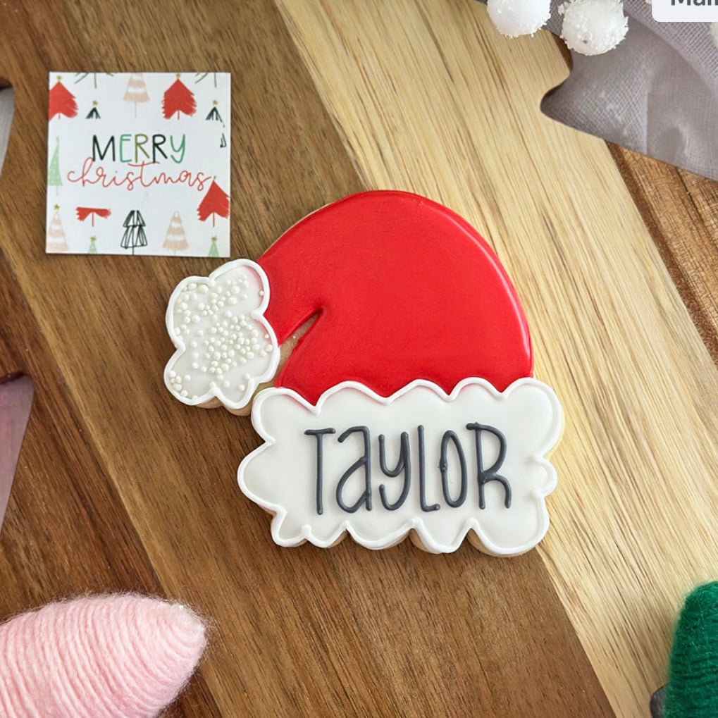 Personalized Santa Hat Cookie